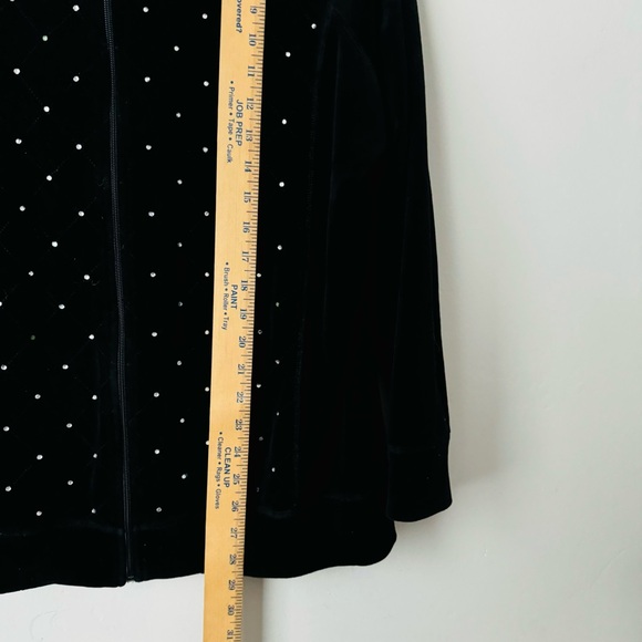 The quicker factory black Velour rhinestone zip up jacket woman’s 1X - Picture 5 of 8